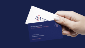 Elegant business cards on white and blue background